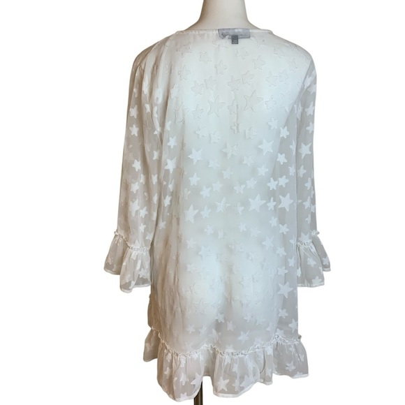 Club Z Collection White Sheer Star Beach Cover- Up - Sz M - Picture 3 of 16